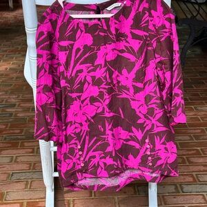 Soft Surroundings Fuchsia and Chocolate Floral Blouse
